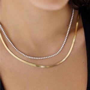 Women’s Silver Tennis Necklace - 3MM Moissanite 16 inches 9.00 ctw .925